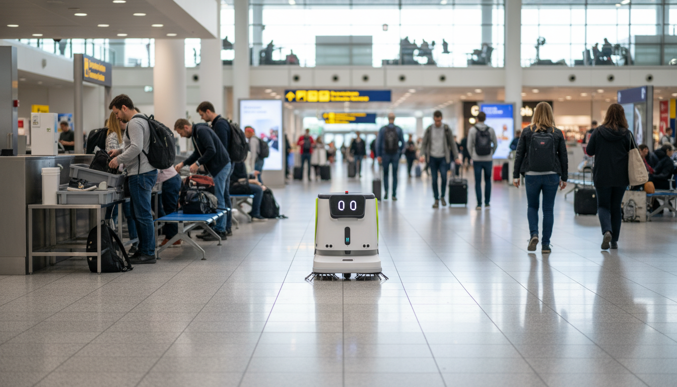 Reinigungsroboter im Flughafen-Terminal