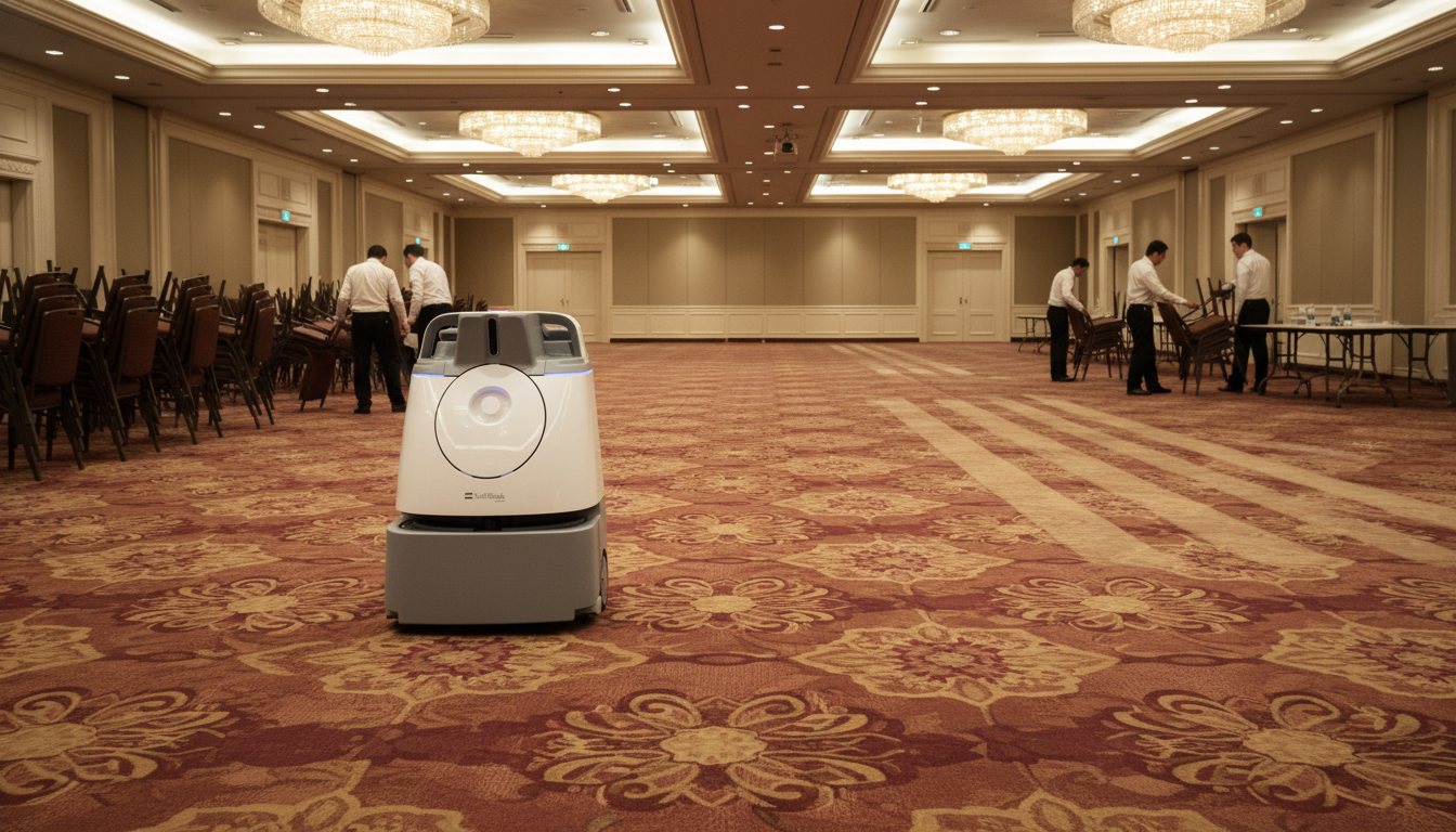 Reinigungsroboter in Hotel-Lobby