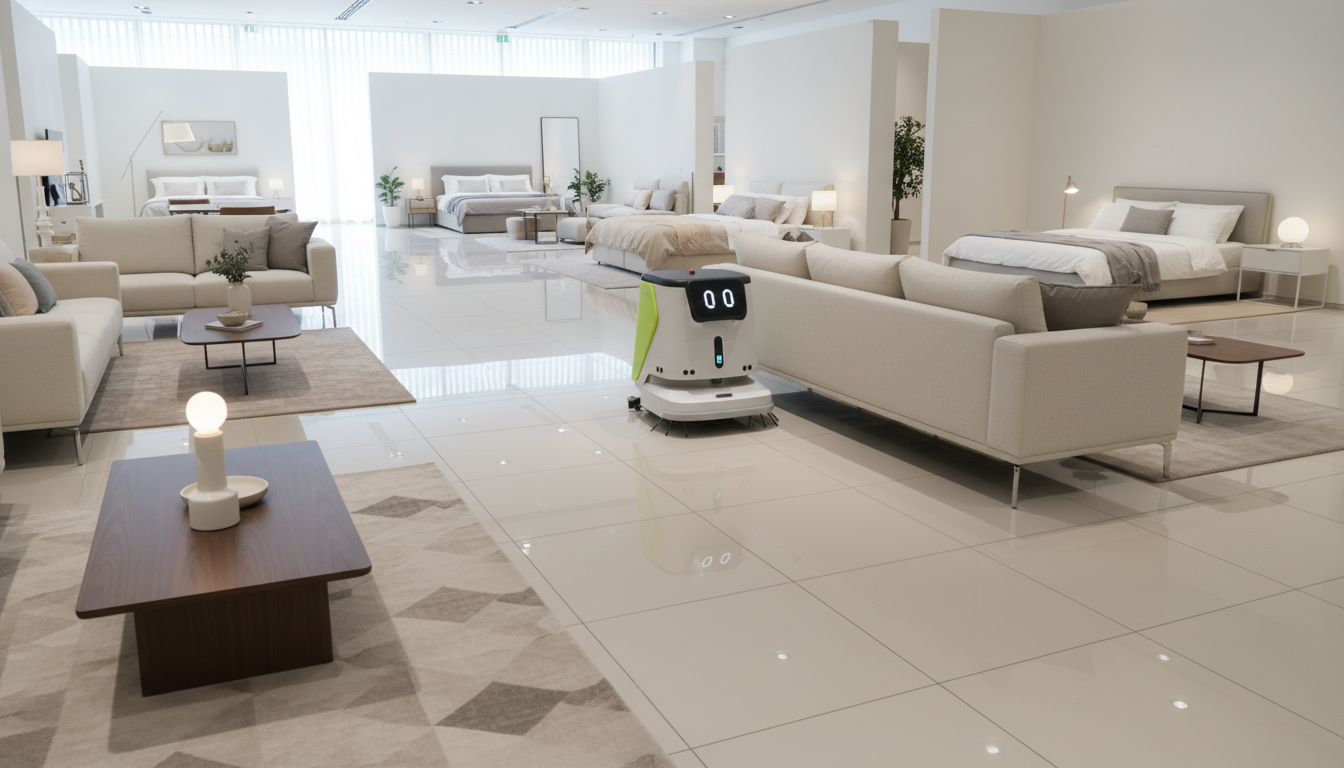 Reinigungsroboter im Möbelhaus